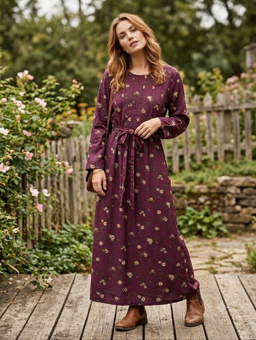Nancy G Vintage Floral Maxi Dress Whimsigoth Cottagecore Dark Academia Prairie